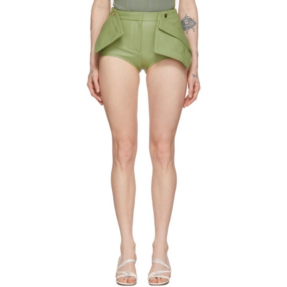 Jacquemus Pants - Jacquemus Green High-Waist Tailored Shorts